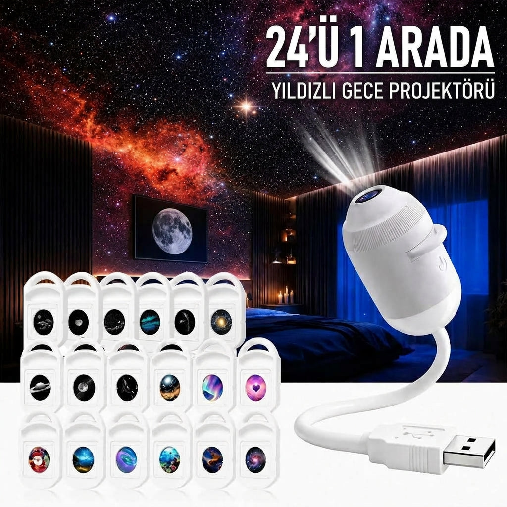 ✨ Tak-Çalıştır Galaksi Projektörü
